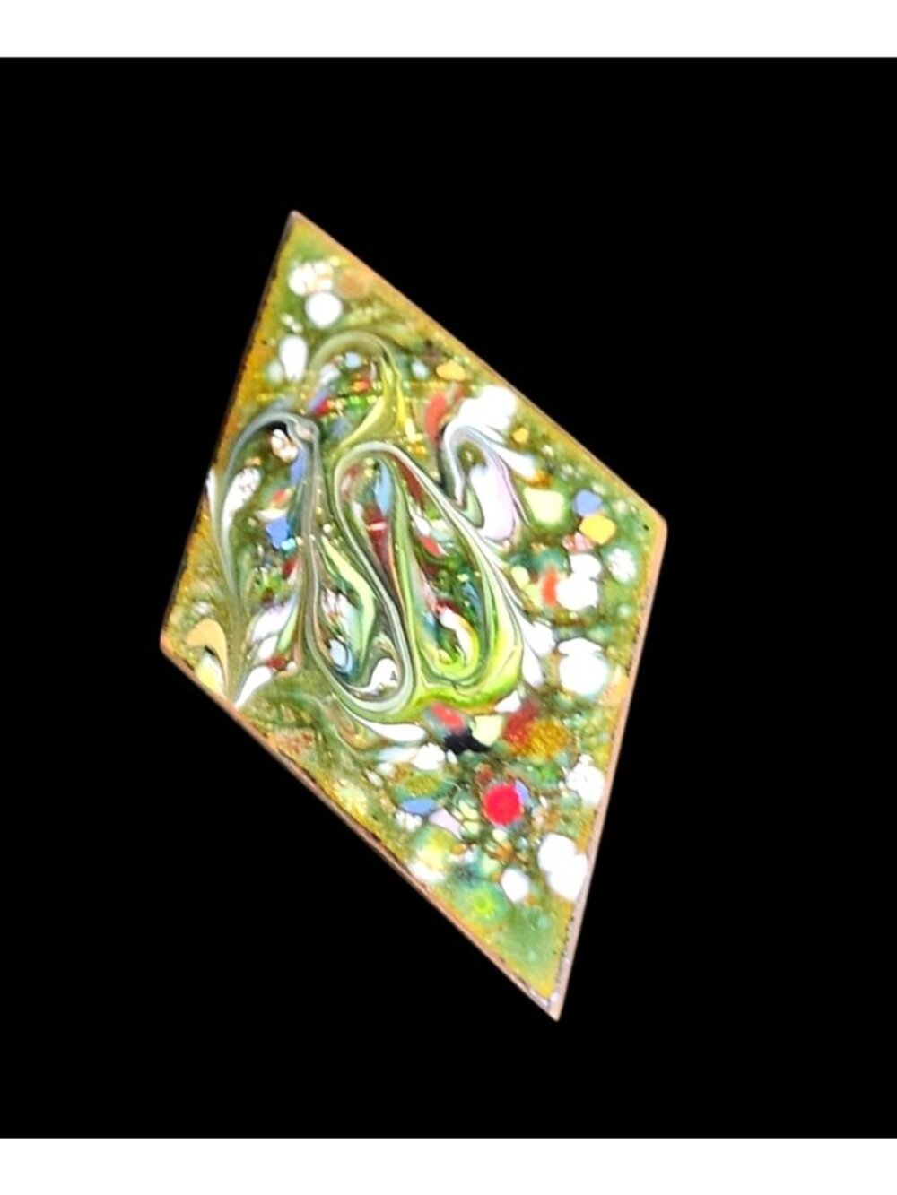 Abstract Modernist Enamel On Copper Pin  Pop Art Design